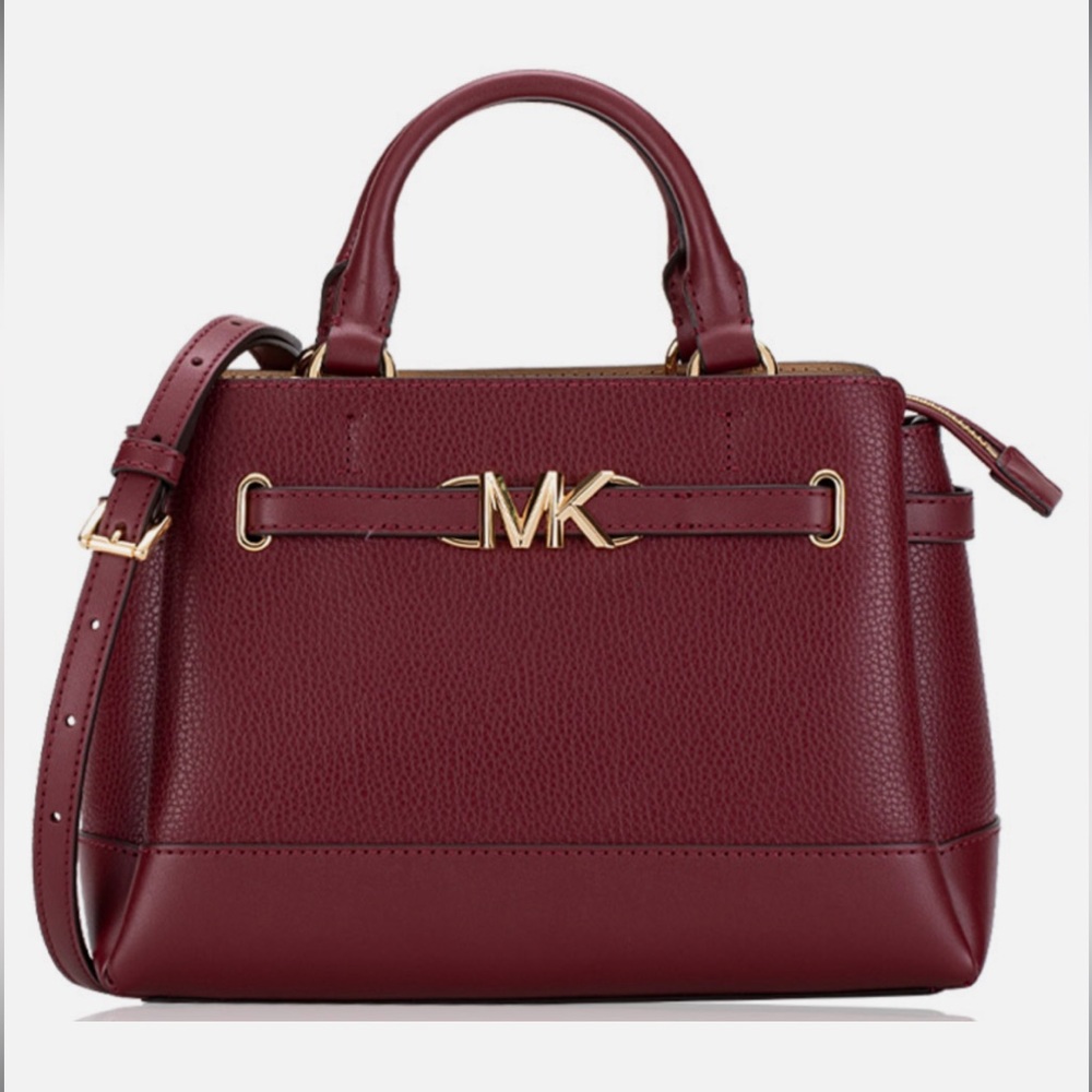 SOLD NEW Michael Kors Reed Dark Cherry Leather Small Belted Crossbody Bag - Picture 3 of 15